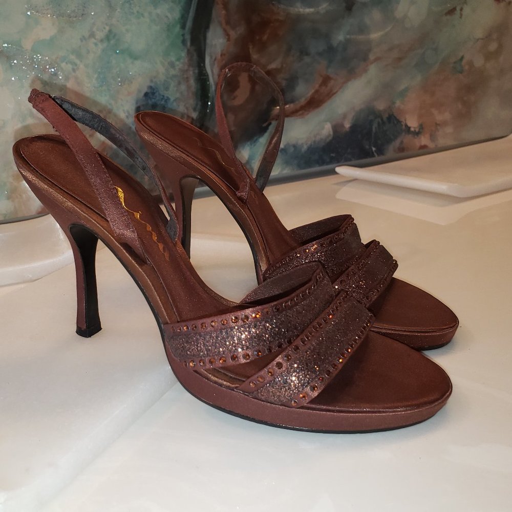 NINA Brown Slingback Heels